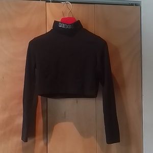Black cropped turtle neck long sleeve shirt, size M/L from Forever 21.